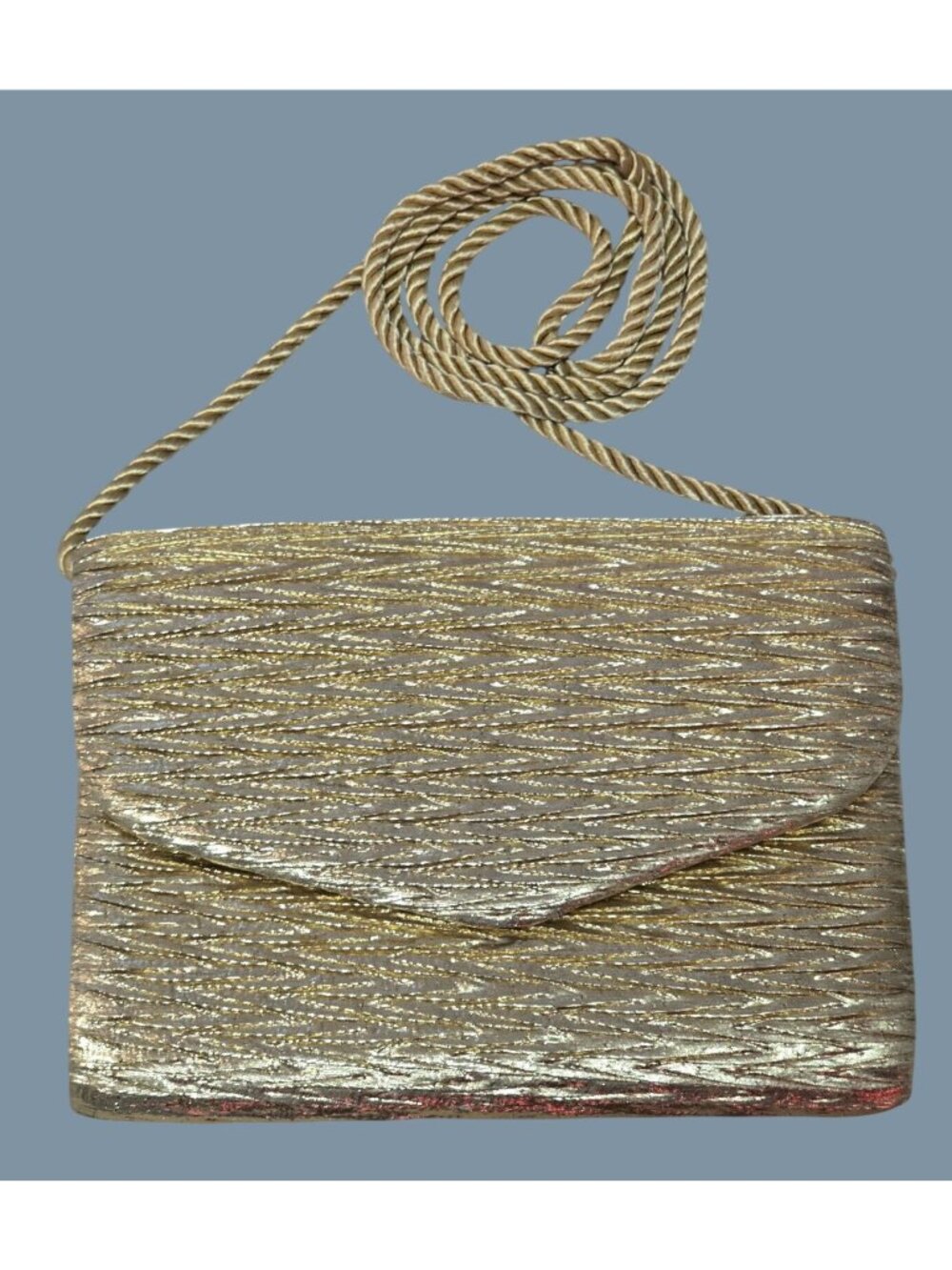 Vintage Vanessa Gold Evening Bag With Rope Strap Holiday Party Crossbody